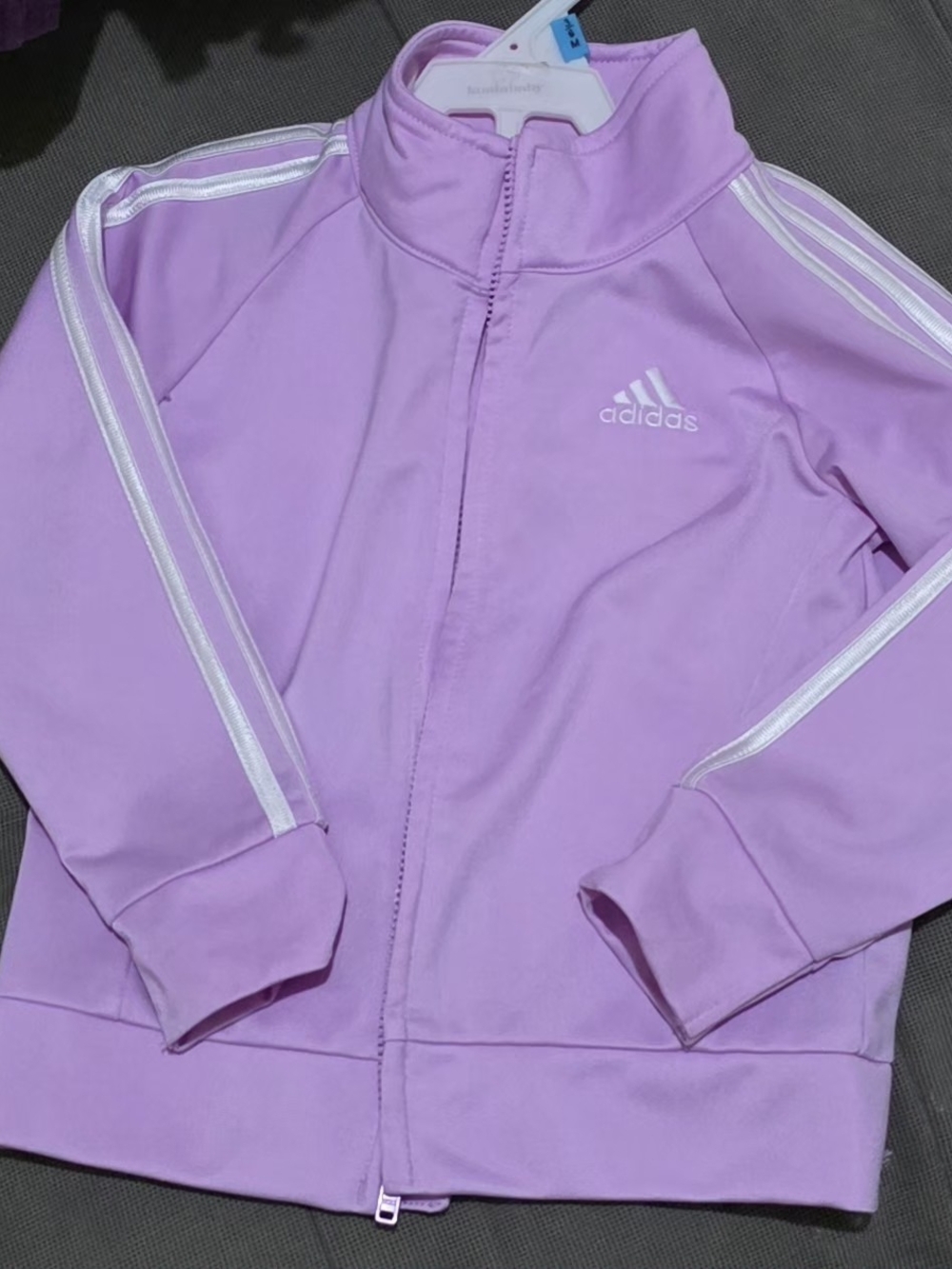 Adidas Lavender Track Jacket with White Stripes